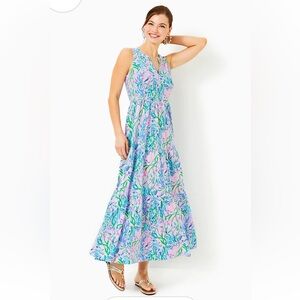 Lilly Pulitzer Multi Seacret Escape Print Cotton Sleeveless Sydnee Maxi Dress XL